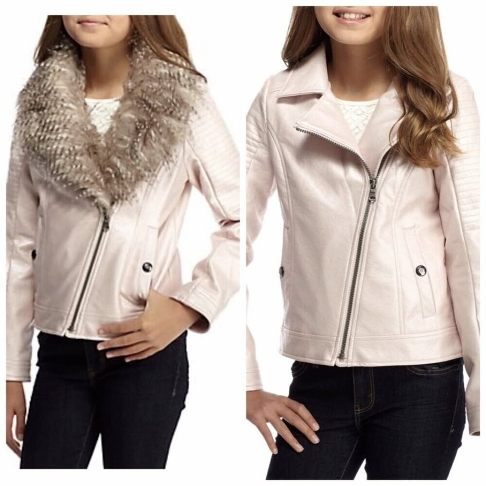 Jessica Simpson Faux Leather Light Pink Jacket Size 14 - Picture 1 of 6